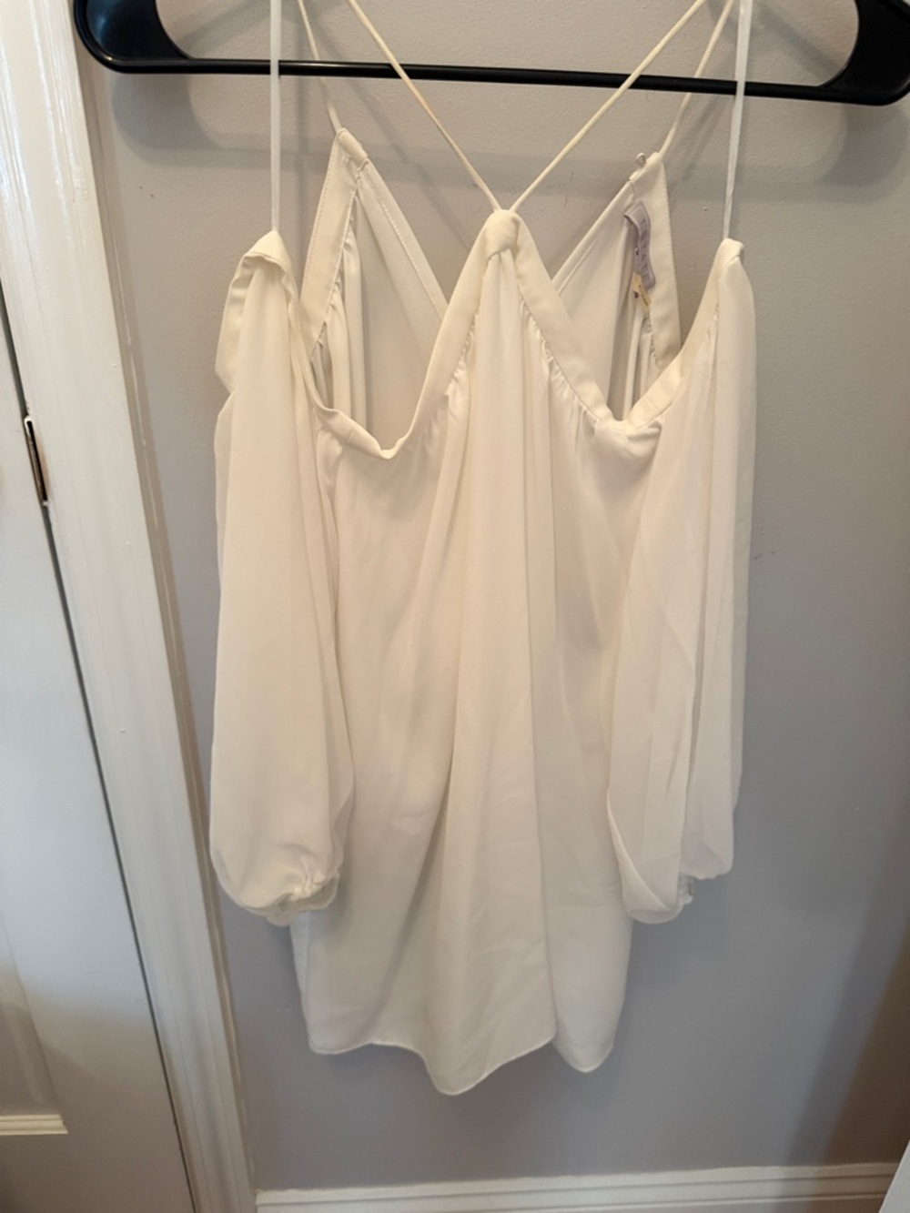 1. State Cream Cold-Shoulder V-Neck Tunic with Spaghetti Straps